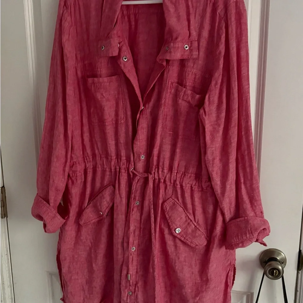 Chico's light red linen utility jacket - Picture 1 of 5